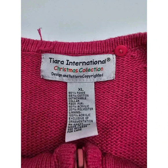 Tiara International Christmas Collection Women's XL Pink Snowman Zip Up Sweater - Picture 4 of 12